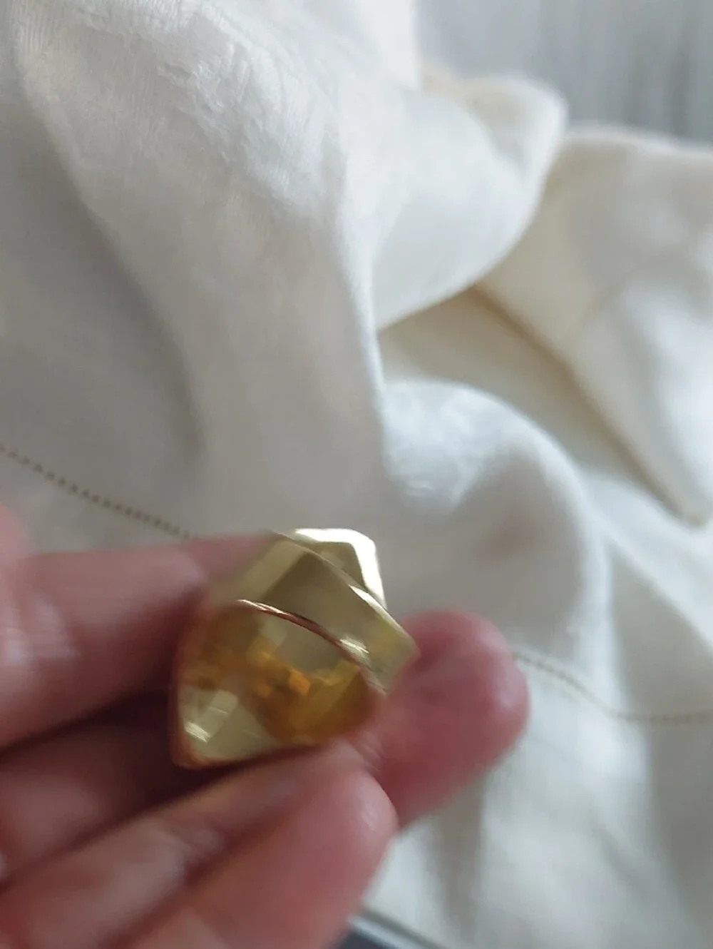 St John Gold-Tone Marquise Clear Crystal Statement Ring Size 6